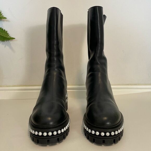 Stuart Weitzman Soho Pearl Chelsea Leather Boots Size 10 Black NWOT‎ - Picture 5 of 12